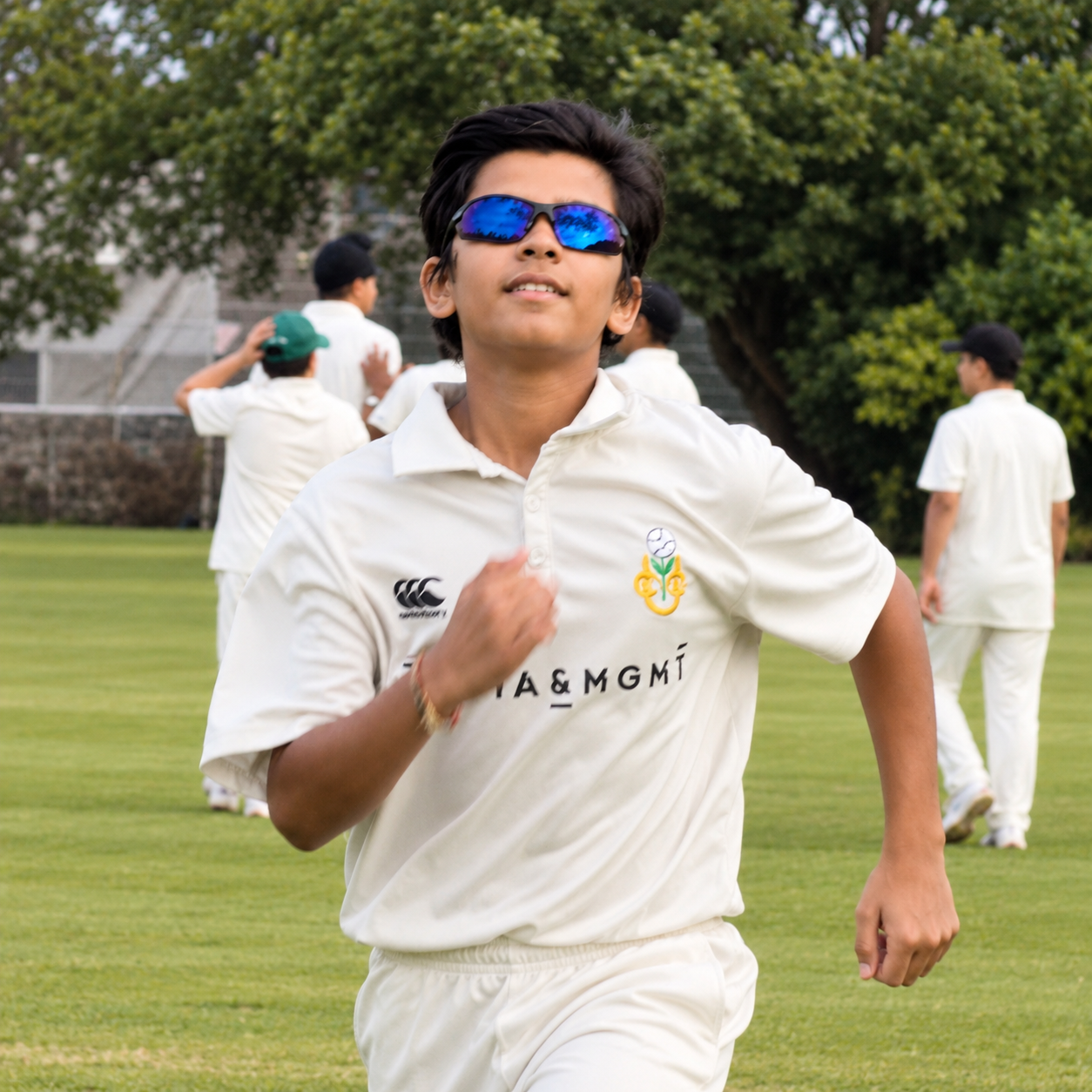 Aarush on the cricket field